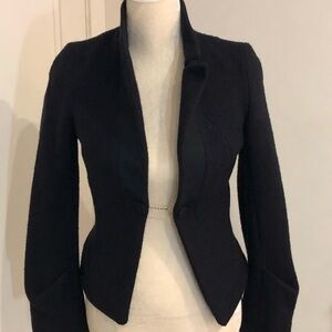 Navy Boucle Blazer Button Closure